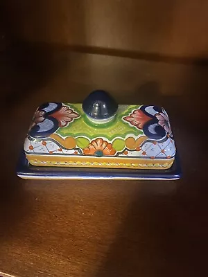 Talavera Pottery Butter Dish Mexican  Multicolor  Folk Art Las Maravillas 7” • $32.99