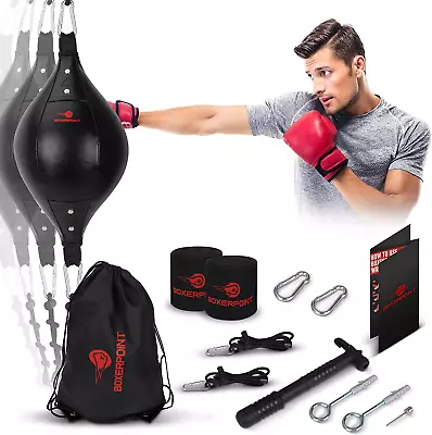 Double End Bag Boxing Ball PU Leather Speed Punching Adjustable Cords Carry Pump • $42.99