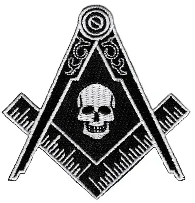 Black Masonic Skull Logo Embroidered Patch Freemason Square Compass Mason • $5.95