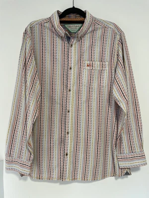 £12.95 • Buy MANTARAY - Size XL - Men's Orange & White Aztec Stripe Shirt - Cotton