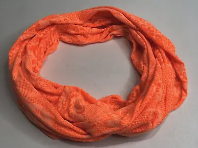 Infinity Scarf Womens Neon Orange Paisley Textured Lightweight Polyester Blend • $3.75