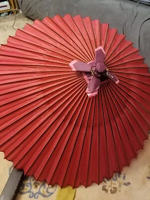 Vtg 80s Japanese Wagasa Paper Umbrella Red Japan Habutae W/ Box Traditional RARE • $88