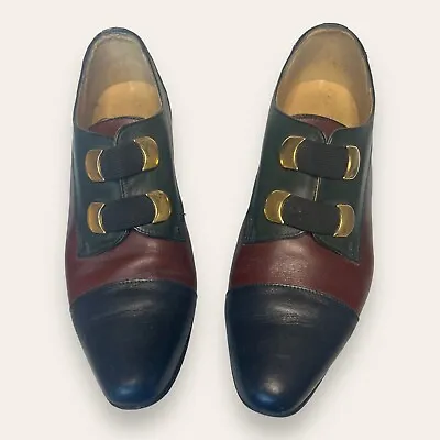 £15 • Buy Mod Shoes Ladies Blue / Burgundy Heeled Retro Vintage Shoes