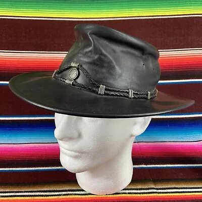 The Silverthorn Leather Cowboy Hat By Minnetonka Adult Sz S Cap Black • $33.33