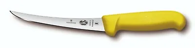New VICTORINOX Fibrox Boning Knife 15cm Curved Narrow Blade Red Blue • $23.68