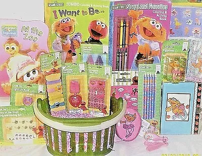 NEW ZOE ELMO EASTER TOY GIFT BASKET Birthday TOYS BOOK SESAME STREET PLAY SET • $34.99