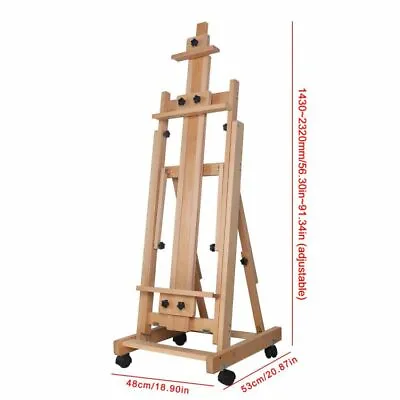 Extra Large Studio H-Frame Easel Adjustable Solid Beech Wood Artist Easel Movabl • $137.75