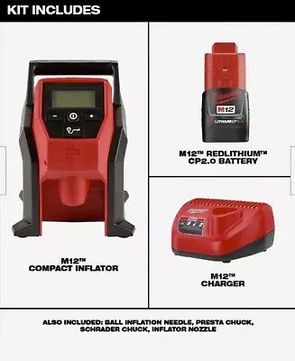 New Milwaukee M12 Compact Inflator Kit 2475-21CP With Battery And Charger • $118.99