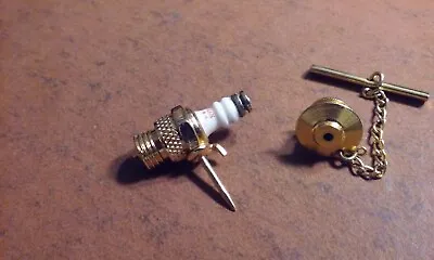 $14.99 • Buy Miniature Champion Spark Plug Vintage Tie Tack/Lapel Pin W/ T-Bar-Chain Clasp