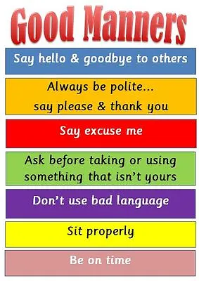 Good Manners - A4 Laminated Display Poster - Childminder/class/home/workplace • £3.27