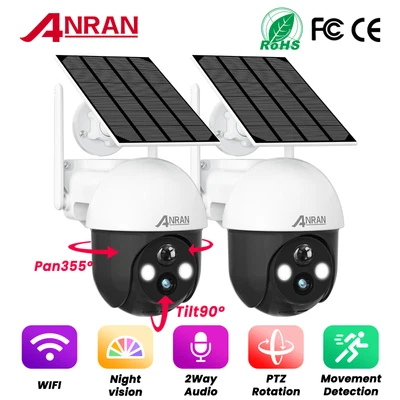 $37.99 • Buy ANRAN Solar Battery Security Camera System Wifi Home Wireless 360° PTZ Outdoor