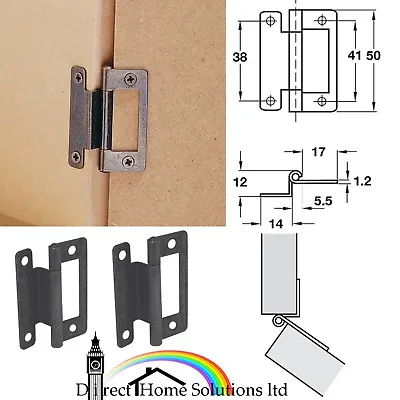 Pair Of Steel Caravan Flush Hinges Cranked For 15-19mm Door Florentine Bronzed • £4.49