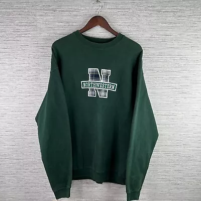 VINTAGE Northwestern Michigan College Sweatshirt Mens XL Green Crewneck NMC 90s • $18.88