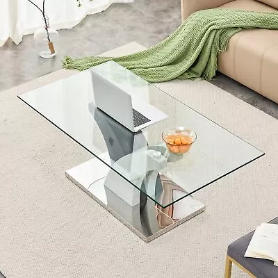 Modern Coffee Tea Table Dining Table Tempered Glass Countertop Artistic MDF Legs • $259.37
