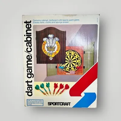 1981 Sportcraft Prince Of Wales Vintage Dartboard Wood Cabinet And Darts NOS • $72.50