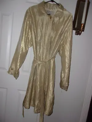 Gold Shimmering Long Jacket Lined With Belt SZ 26/28  Soft By Avenue • $20.99