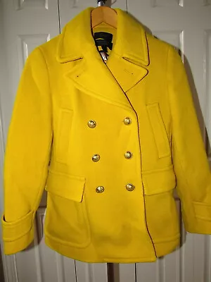 J. Crew Golden Sun Yellow Petite Stadium Cloth Majesty Peacoat Jacket 6P E1041 • $41.25