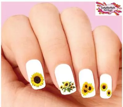 Waterslide Flowers Nail Decals Set Of 20 - Sunflower Assorted • $2