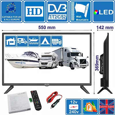 £161.61 • Buy EStar 24 Inch Digital Freeview HD TV 240V 12V Car Cable. Motorhome Caravan Boat