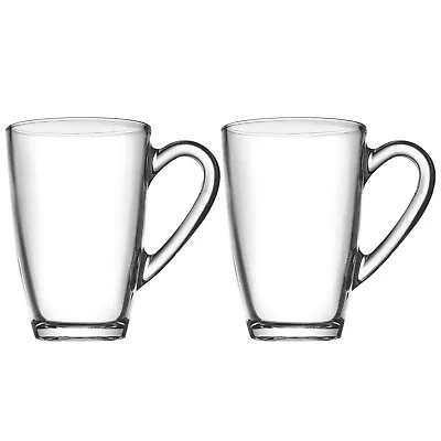 Pasabahce Aqua Modern 325ml Coffee Glasses Cappuccino Hot Drink Mug Handle Latte • £7.49