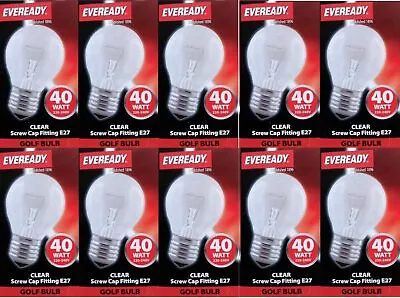 10 X Eveready 40W ES E27 Clear Golf Light Bulbs • £6.99