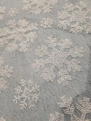 Snowflake Tablecloth Blue Silver Shimmer Round 60 Inch • $20