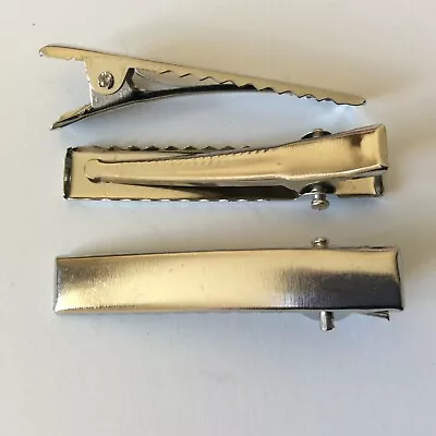 £3.28 • Buy  Hair Clips Silver Crocodile Alligator Bow Blank 40mm X 20 Pcs DIY Metal Barette