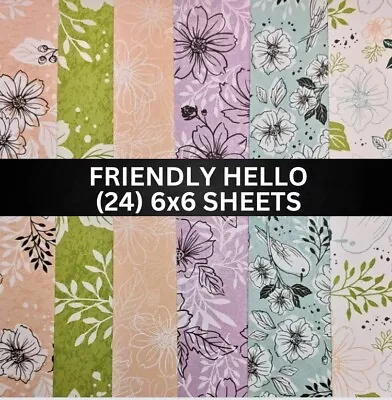 Stampin Up FRIENDLY HELLO Designer Series Paper Birds Flowers - (24) 6x6 Sheets • $10.87