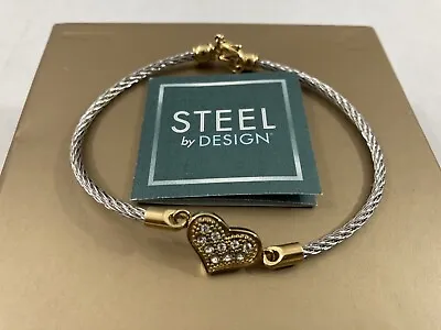 QVC Stainless Steel Heart Bracelet Steel By Design Jewelry NEW • $19.99