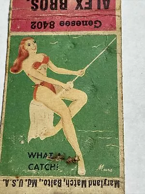 Matchbook Cover  Pin Up Fishing Girl ￼ Rochester ￼ New York Alex Lunch • $4.88