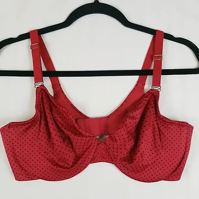 Maidenform Bra Womans 38D Pure Genius Unlined Red Polka Dots Discontinued 07176 • $17.99