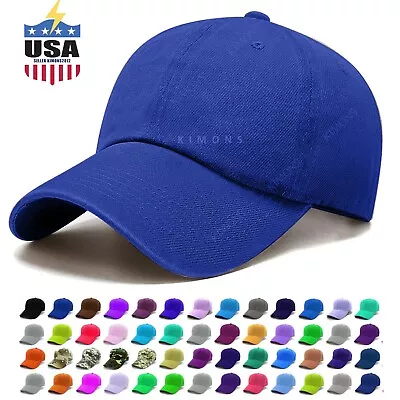 Plain Baseball Cap Solid Blank Curved Visor Hat Ball Army Men Women Loop Wool VC • $5.21