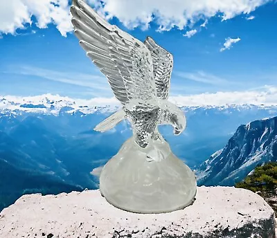 Eagle Fish Crystal Figurine Paperweight Cristal D'Arques Clear Frosted 8” France • $11.95