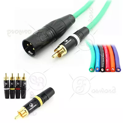 Male Xlr To Single Rca Gold Phono Plug Audio Lead / Signal / Ofc Patch Cable • £7.02