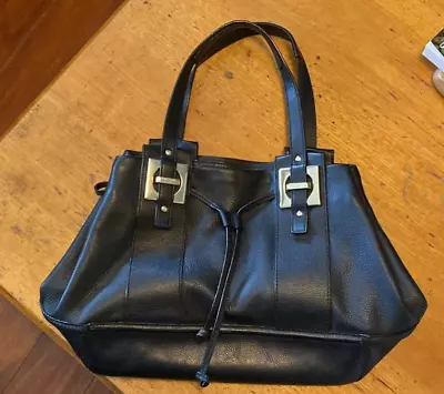 Kate Spade Large Drawstring Bag Black Leather Gold Hardware Easton Kenny As New • $55