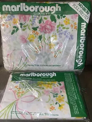 NOS VTG Marlborough Full Flat Sheet & 2 Pillow Case Set NEW SEALED Floral • $29.99