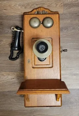 Antique Stromberg Carlson Wall Mount Oak Wood Telephone With Modern Conversion  • $285