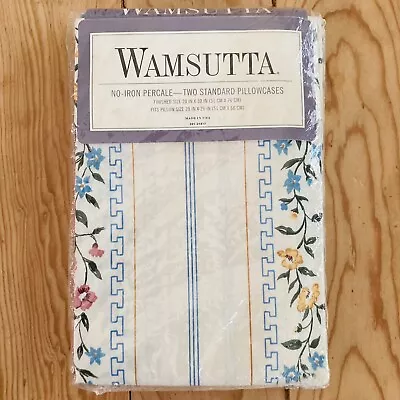 Vtg Wamsutta No Iron Percale Pair Standard Pillowcases Floral New In Package • $16