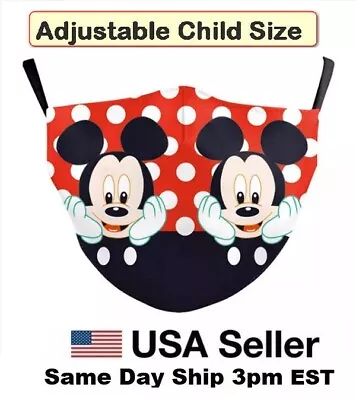 Children Mickey Mouse Face Mask Reusable Adjustable Cartoon Kids Washable Pocket • $7.98