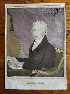 President James Monroe 1840s N. Currier Lithograph Print • $45