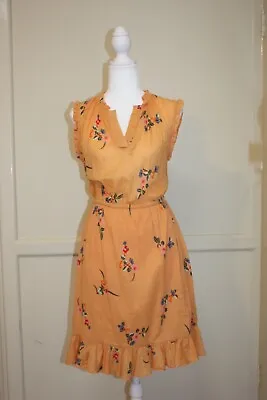 $35 • Buy Paris Atelier Orange Dress With Button Up Front Size 8