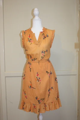 $35 • Buy Paris Atelier Orange Dress With Button Up Front Size 8