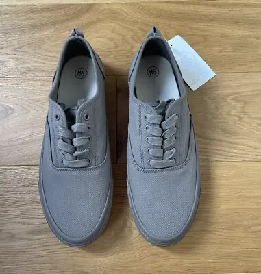 New M&s Marks & Spencer Mens Grey/ ‘walnut’ Colour Canvas Shoes Uk Size 9 • £9.99