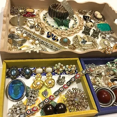 Vintage Pin Earrings Bracelet Jewelry Lot JJ MONET GOLDETTE TRIFARI SIGNED/UNS • $215