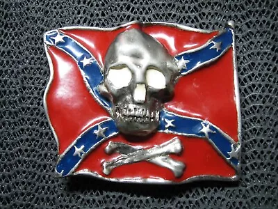 STARS & STRIPES SKULL CROSSBONES CSA BELT BUCKLE! VINTAGE! RARE! 1970s! USA! • $49.99