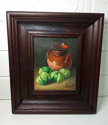 Original Art Still Life Painting Vase W/ Tomatillos 2001 - Signed- Perez (Alex?) • $60