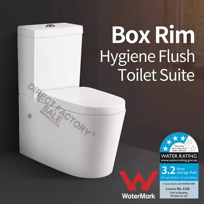 WELS Box Rim Dual Flush Toilet Suite Wall Faced Soft Close Seat Ceramic P S TRAP • $468.90