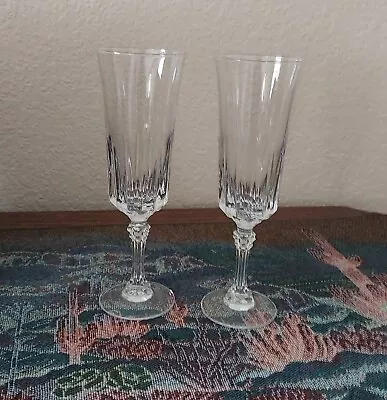 Vintage Set Of (2) Cut Crystal Glass Champagne Flutes 7.25  • $12.50