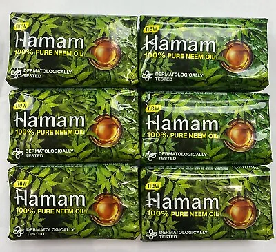 Hamam 100% Pure Neem Oil Soap Bar Pack Of  6 X 100g Dermatologically Tested • £9.99