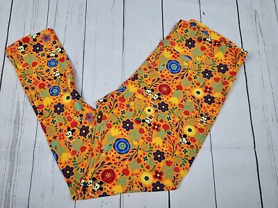 LuLaRoe Women's Tall And Curvy Disney Minnie Mouse Orange Floral Leggings • $7.99